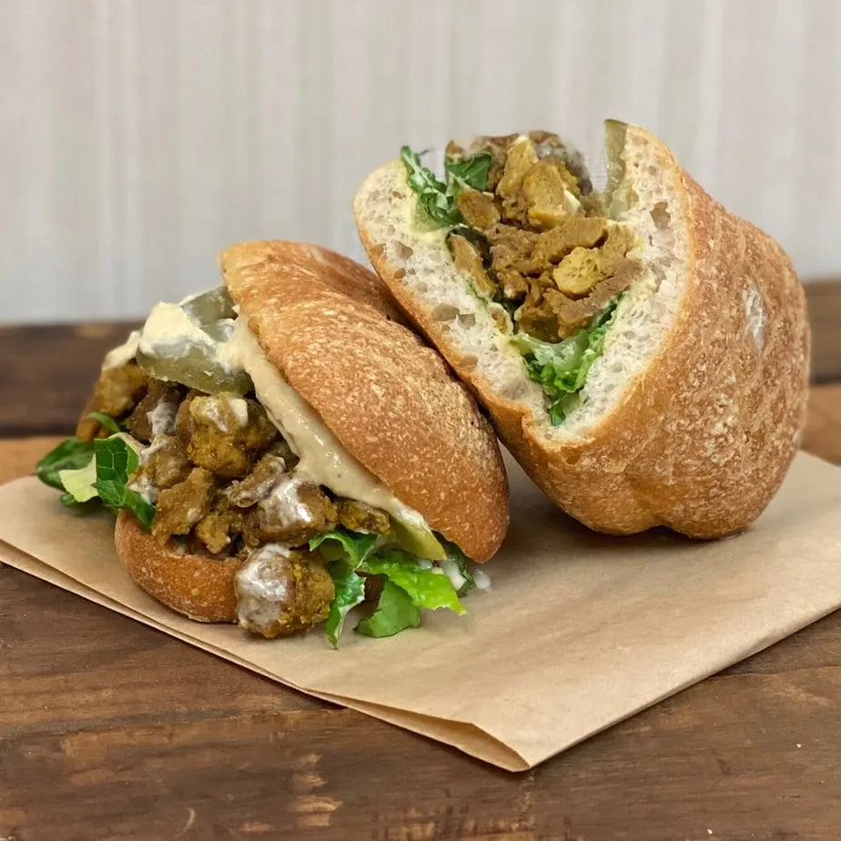 Gluten-Free Mediterranean Vegan Shawarma Sandwich