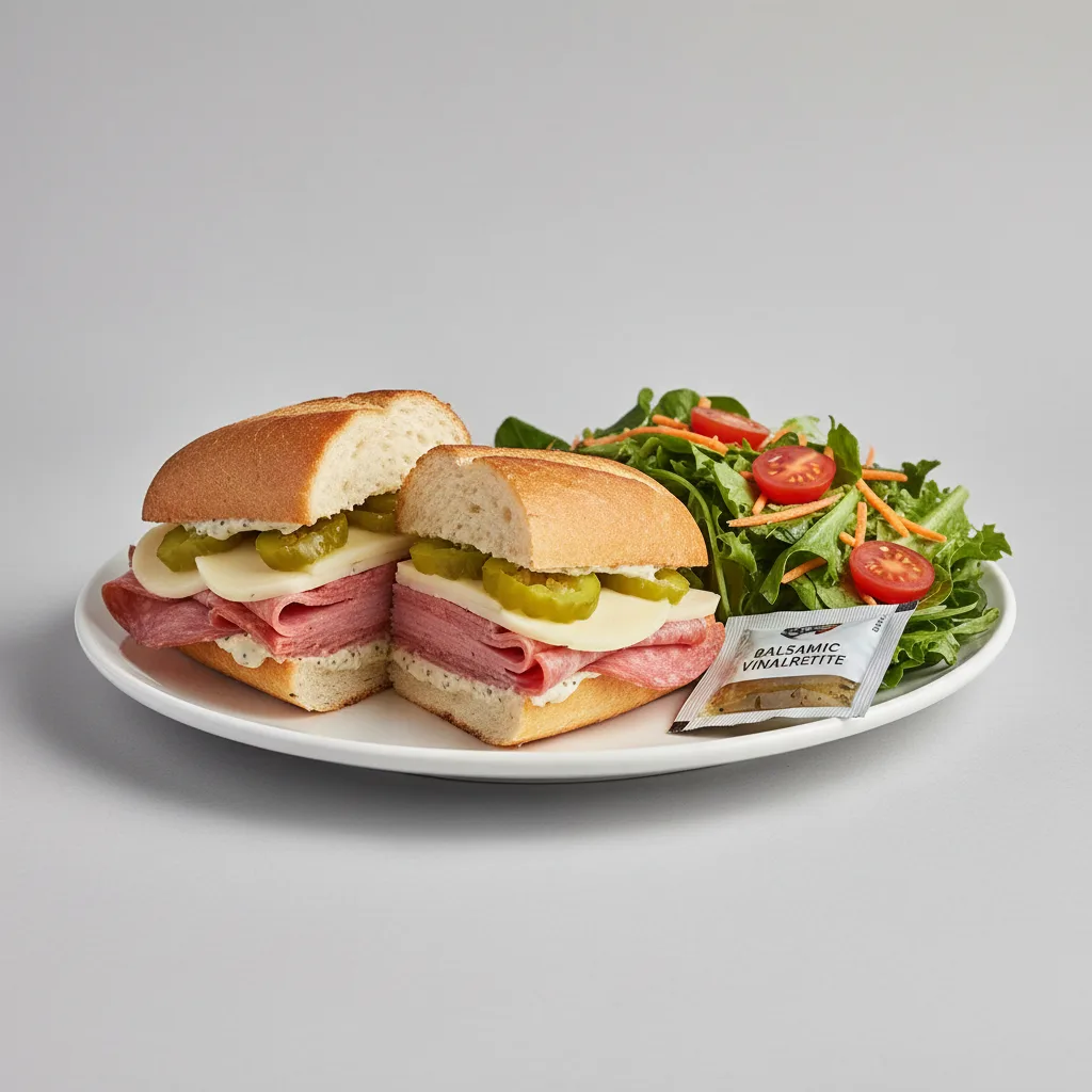 Italian Sandwich and Garden Salad