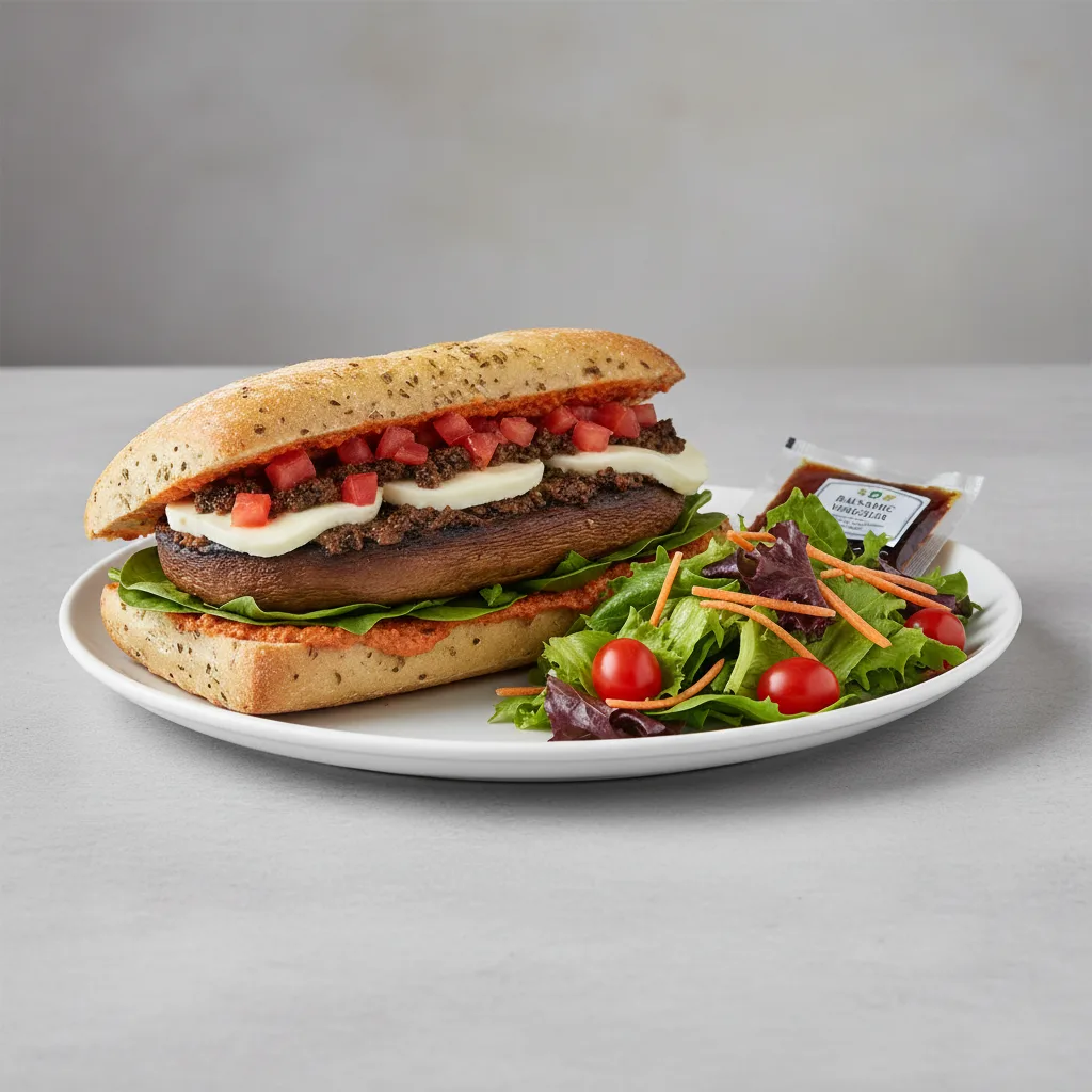 Grilled Portobello Sandwich and Garden Salad