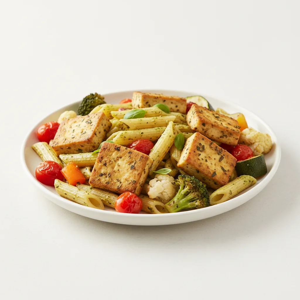 [FLEXPORT] Herb Rubbed Tofu with Pesto Pasta and Roasted Veggies