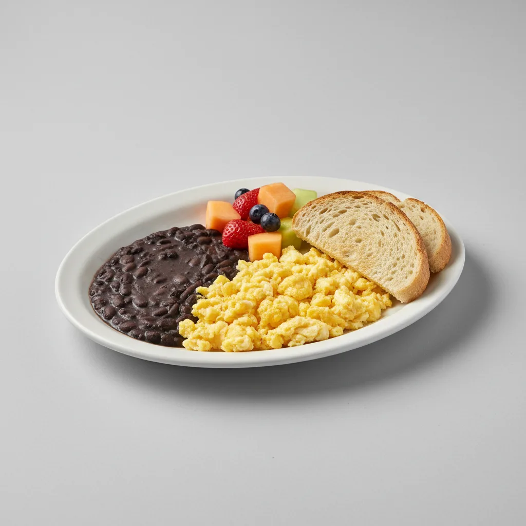El Continental with Scrambled Eggs and Frijoles Negros