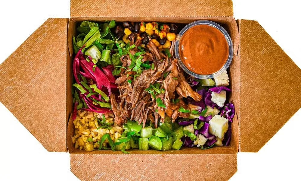Carnitas Mixto Bowl with Palmito Mole