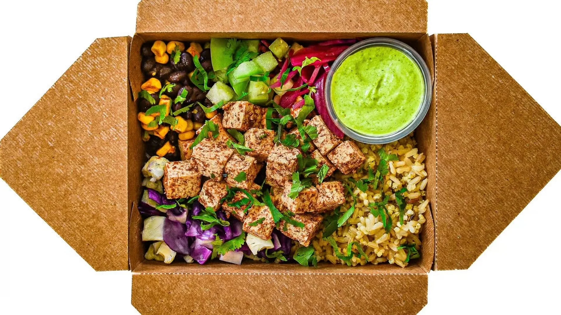 Tofu Rice Bowl with Cilantro Green Sauce