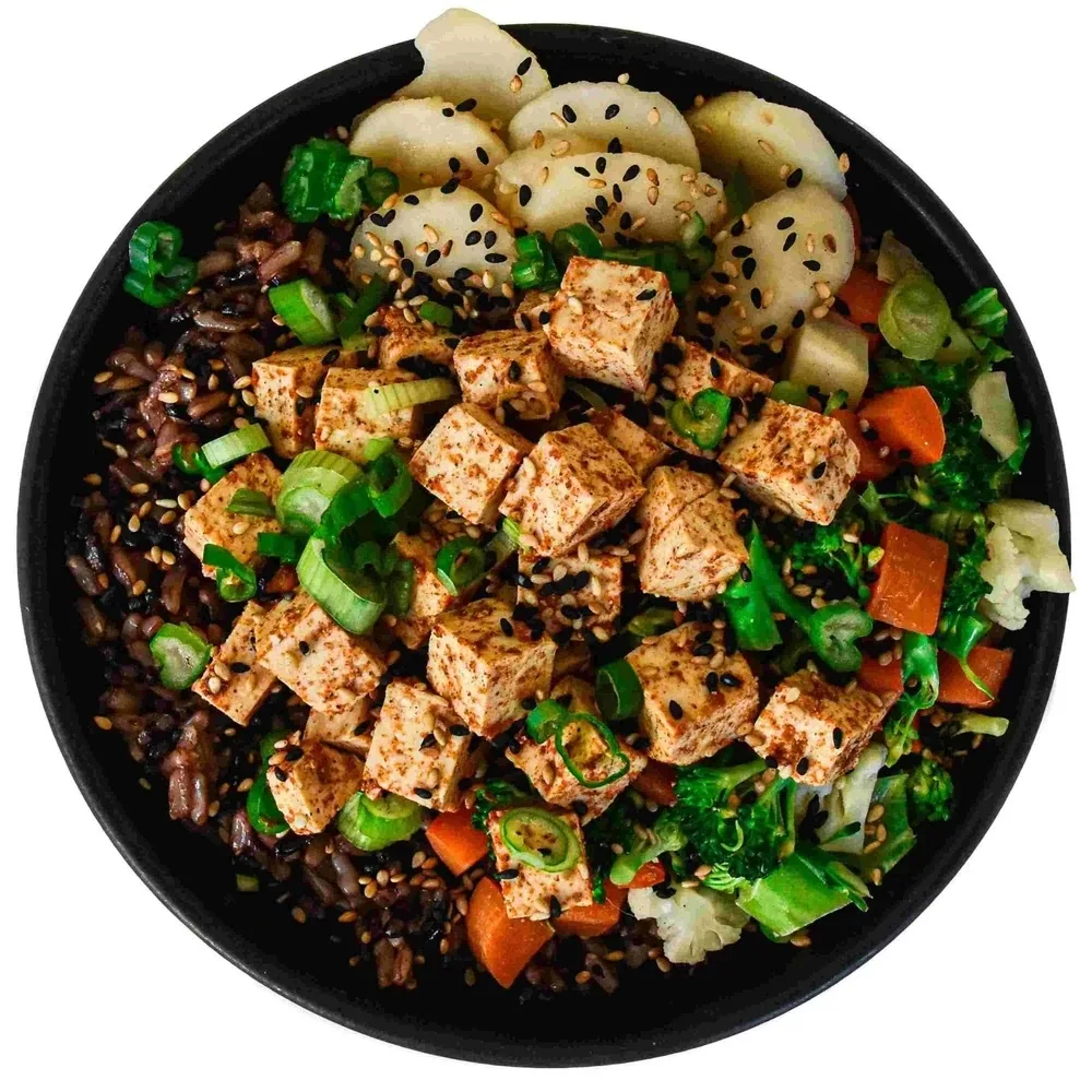 Tofu Rice Bowl with Garlic Sesame Soy Sauce