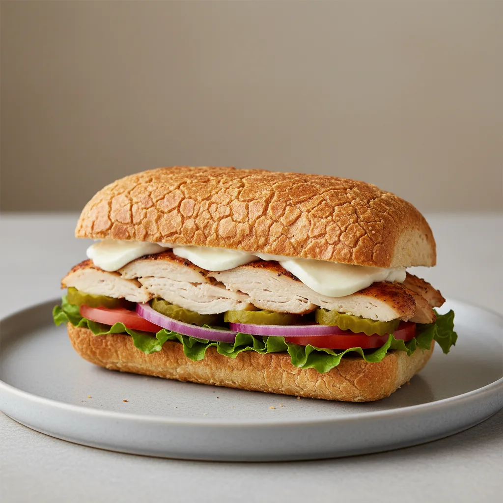 Roasted Chicken and Mozzarella Dutch Crunch Sandwich Roasted Chicken and Mozzarella Dutch Crunch Sandwich