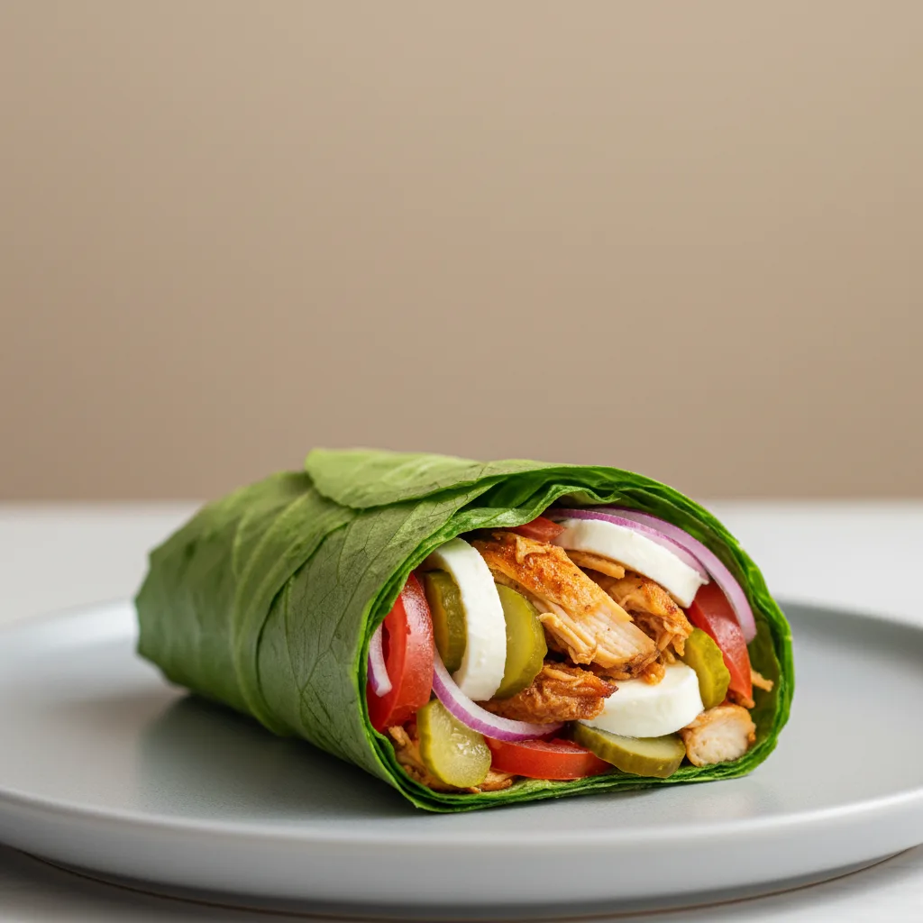 Roasted Chicken and Mozzarella Lettuce Wrap Roasted Chicken and Mozzarella Lettuce Wrap