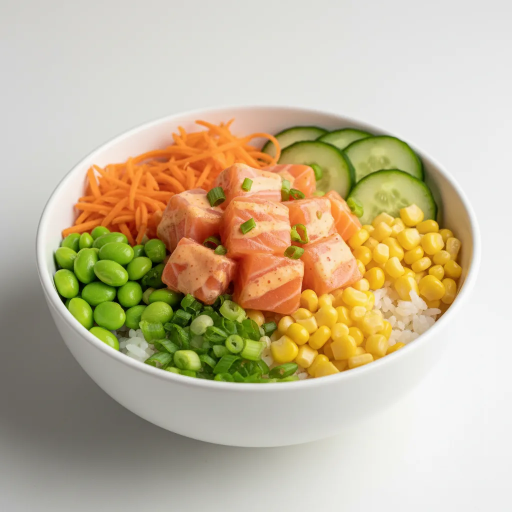 Salmon Poke Rice Bowl with Spicy Aioli Salmon Poke Rice Bowl with Spicy Aioli