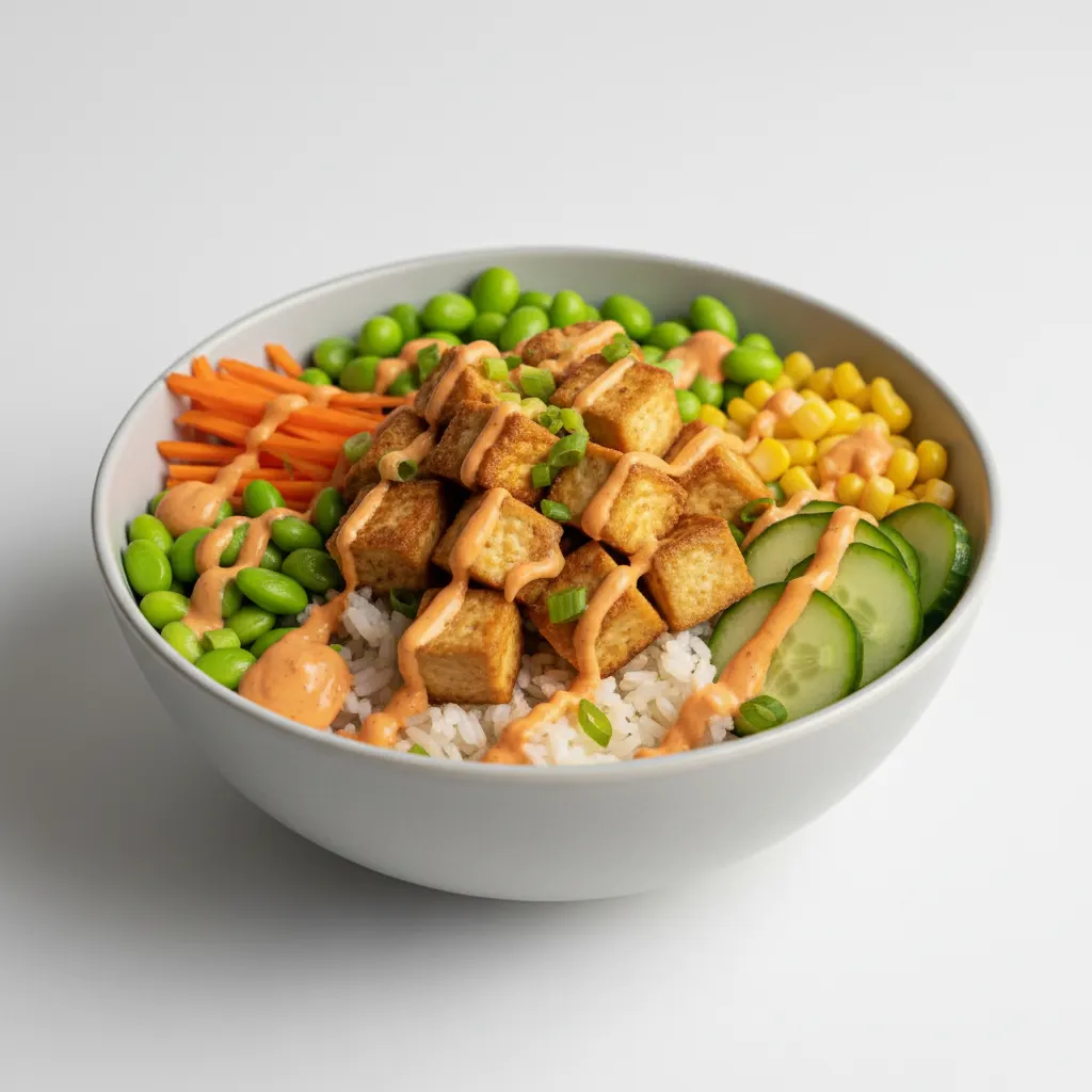 Tofu Poke Rice Bowl with Spicy Aioli Tofu Poke Rice Bowl with Spicy Aioli