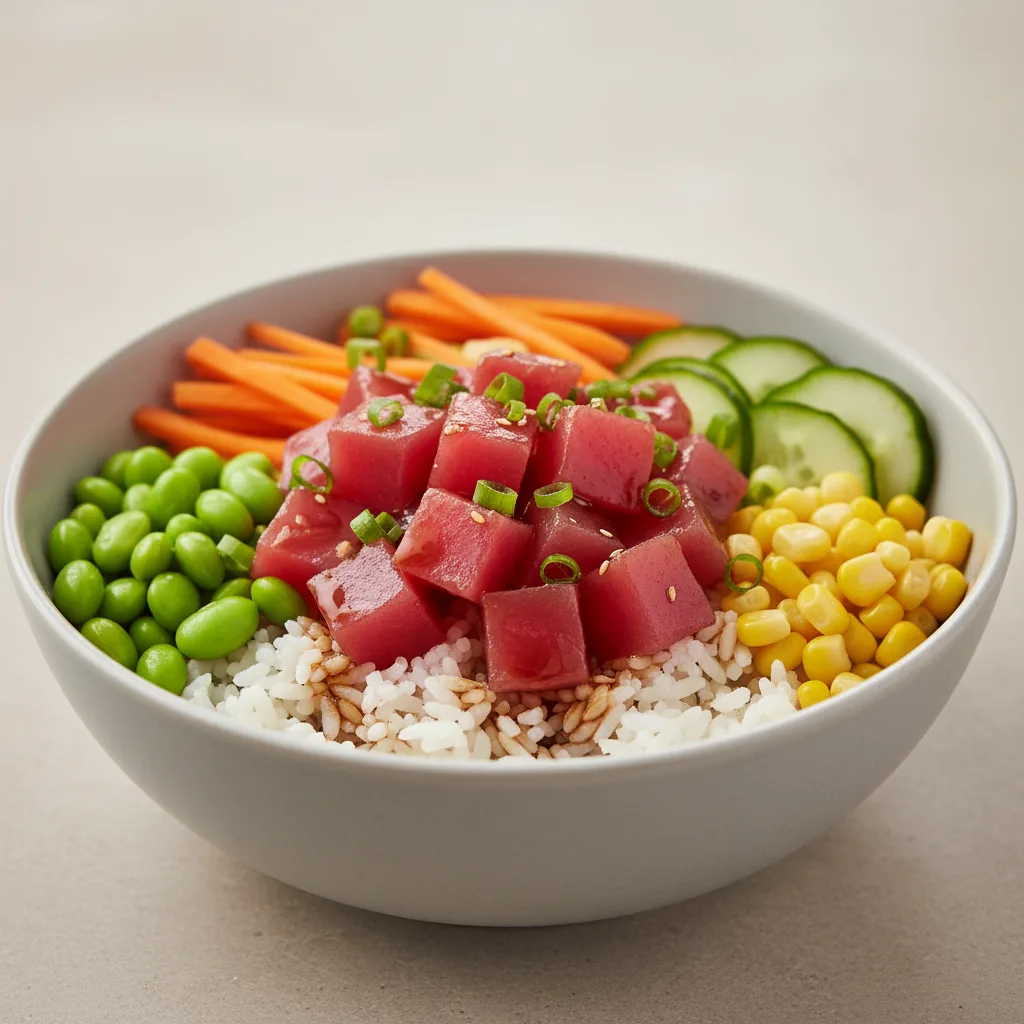 Tuna Poke Rice Bowl with Soy Vinaigrette Tuna Poke Rice Bowl with Soy Vinaigrette