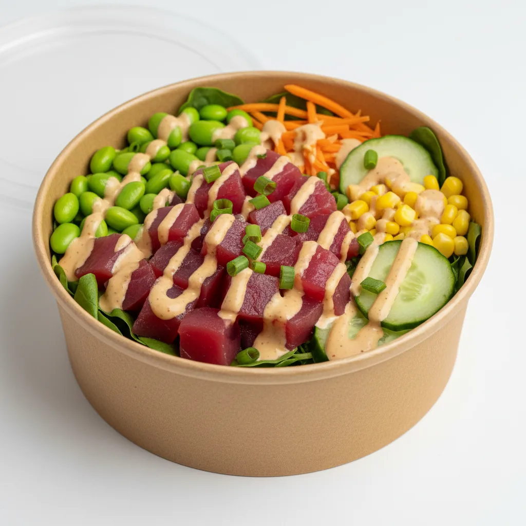 Tuna Poke Salad Bowl with Creamy Sesame Sauce Tuna Poke Salad Bowl with Creamy Sesame Sauce