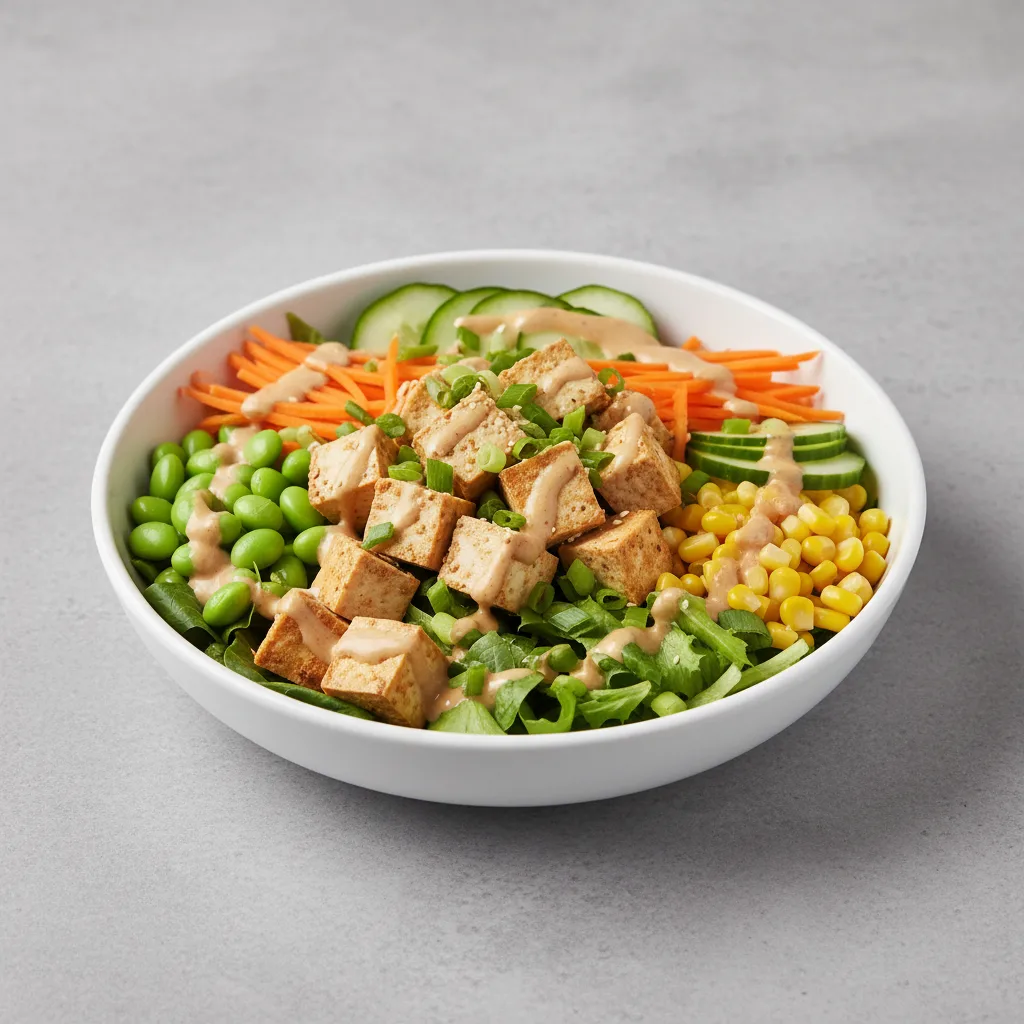 Tofu Poke Salad Bowl with Creamy Sesame Sauce Tofu Poke Salad Bowl with Creamy Sesame Sauce