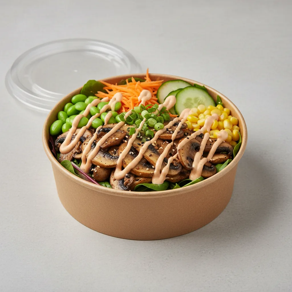 Mushrooms Poke Salad Bowl with YumYum Sauce Mushrooms Poke Salad Bowl with YumYum Sauce