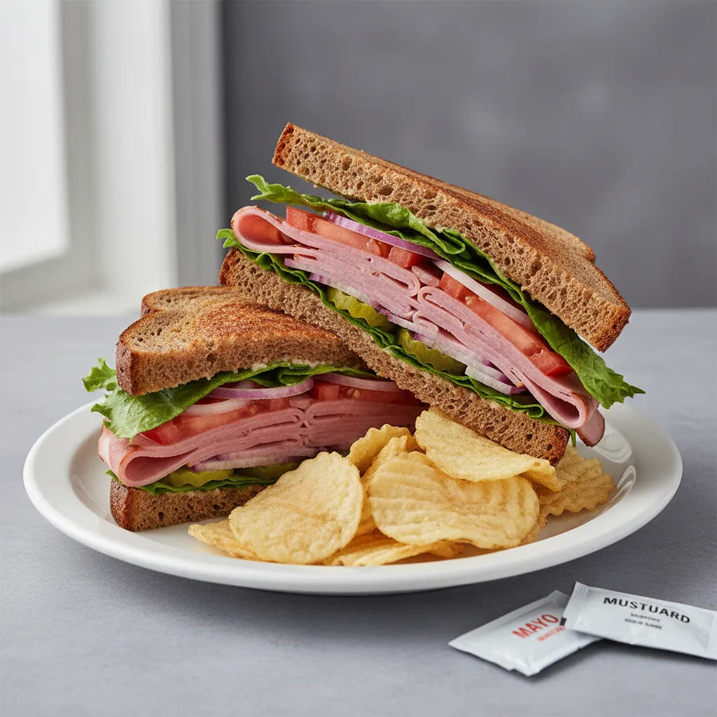 Black Forest Ham Sourdough Sandwich with Chips Black Forest Ham Sourdough Sandwich with Chips