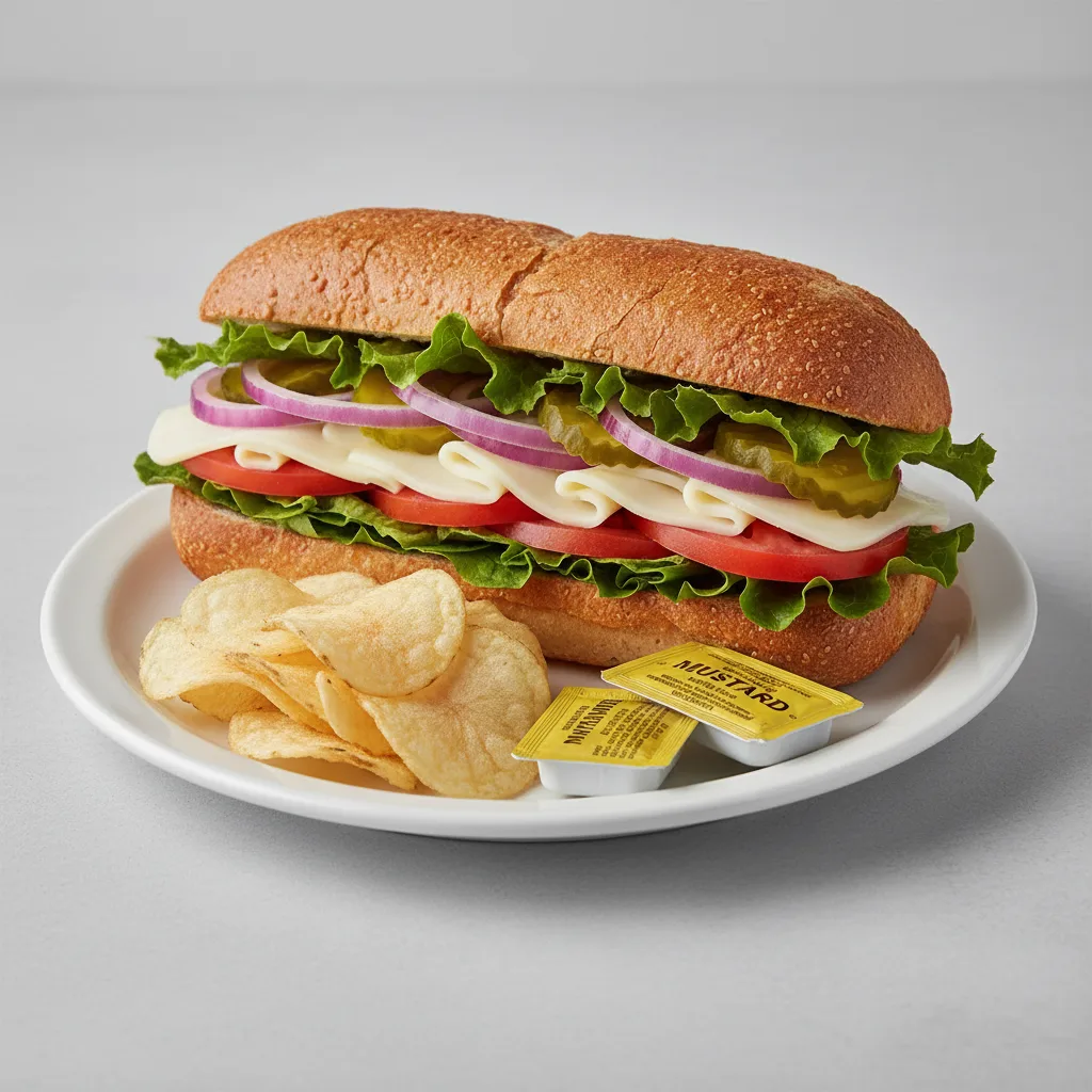 Veggie and Cheese Dutch Crunch Sandwich with Chips Veggie and Cheese Dutch Crunch Sandwich with Chips