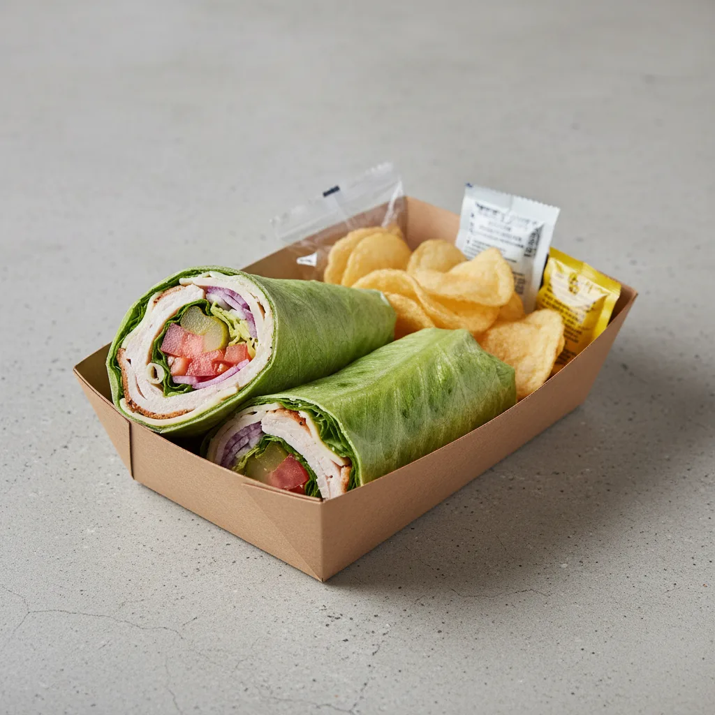 Oven Roasted Turkey and Swiss Lettuce Wrap Boxed Meal Oven Roasted Turkey and Swiss Lettuce Wrap Boxed Meal