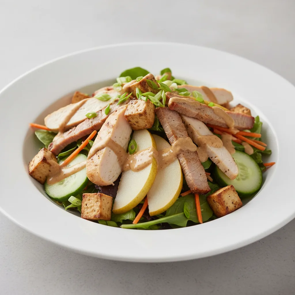 Nut-Free Protein Combo Salad with "Peanut" Sauce (No Cashews)