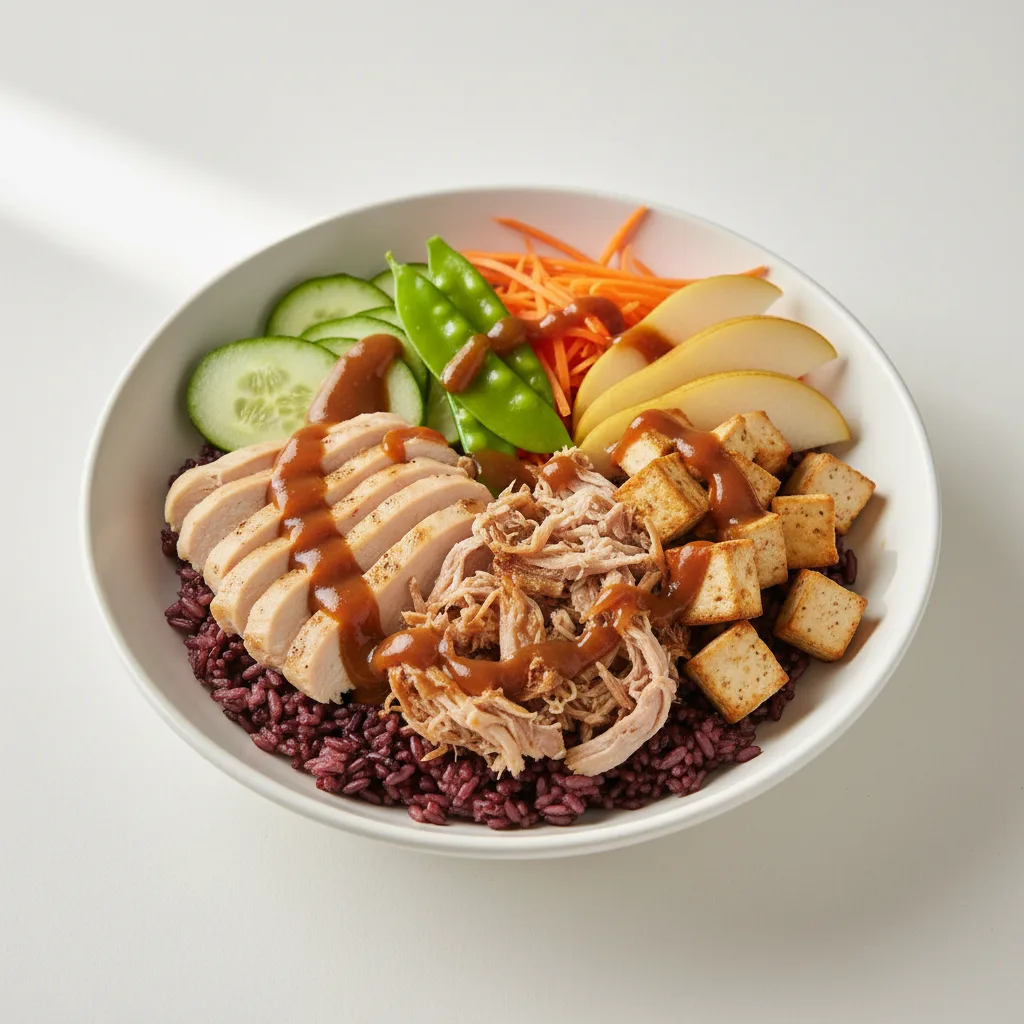 Nut-Free Protein Combo Purple Rice Bowl with Tamarind Sauce (No Cashews)