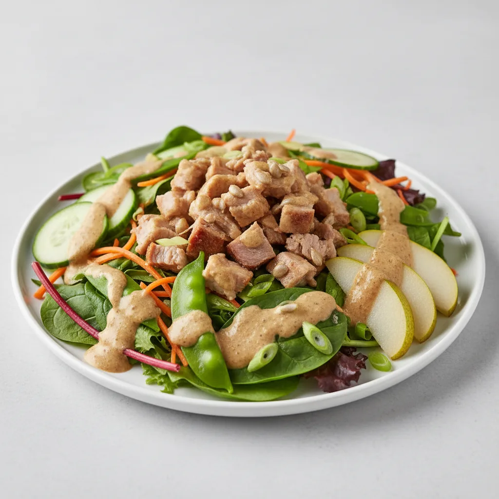 Nut-Free Pork Shoulder Salad with "Peanut" Sauce (No Cashews)