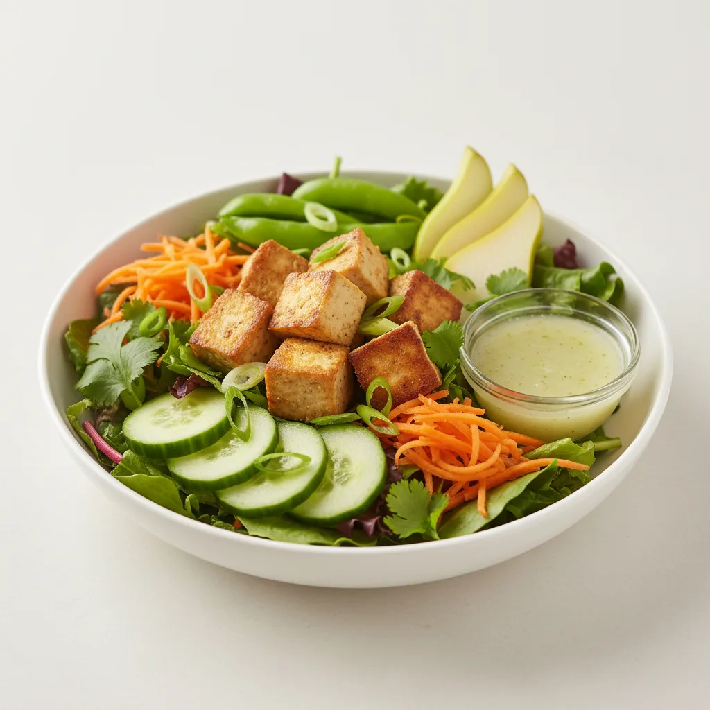 Nut-Free (V) Tofu Salad with Ginger Lime Sauce (No Cashews)