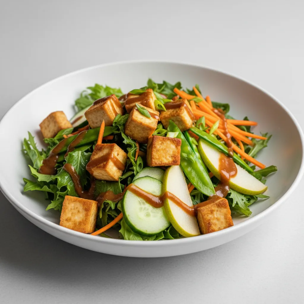 Nut-Free (V) Tofu Salad with Tamarind Sauce (No Cashews)