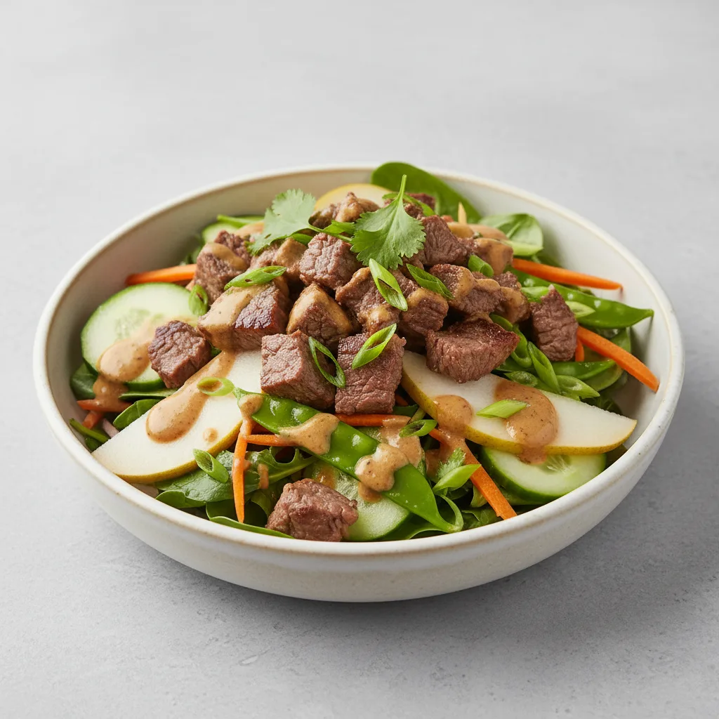 Nut-Free Wagyu Beef Salad with "Peanut" Sauce (No Cashews)