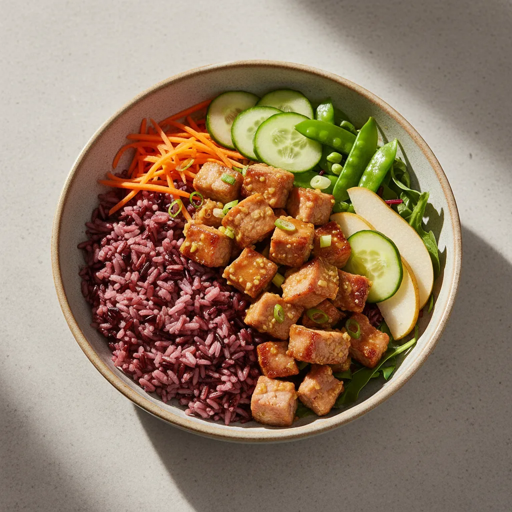 Nut-Free Pork Shoulder 50-50 Bowl with Ginger Lime Sauce (No Cashews)