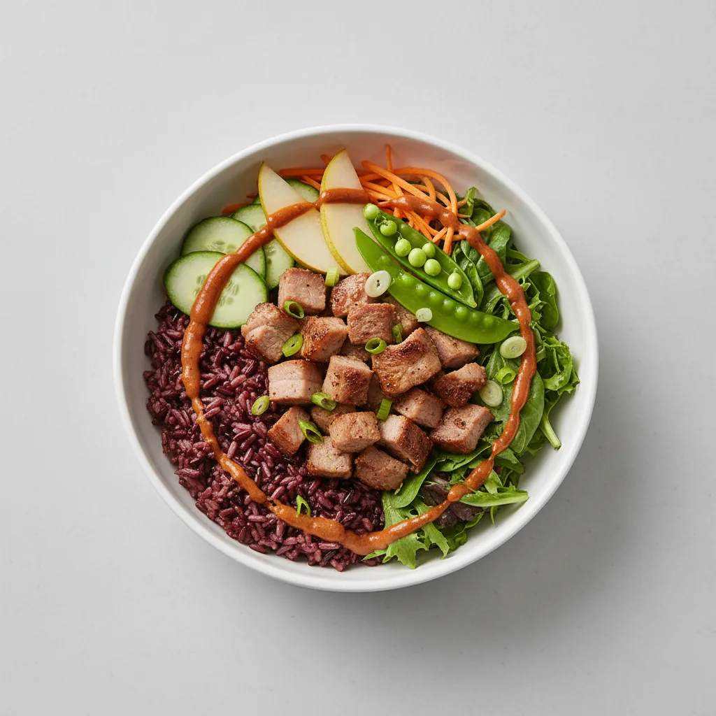 Nut-Free Pork Shoulder 50-50 Bowl with "Peanut" Sauce (No Cashews)