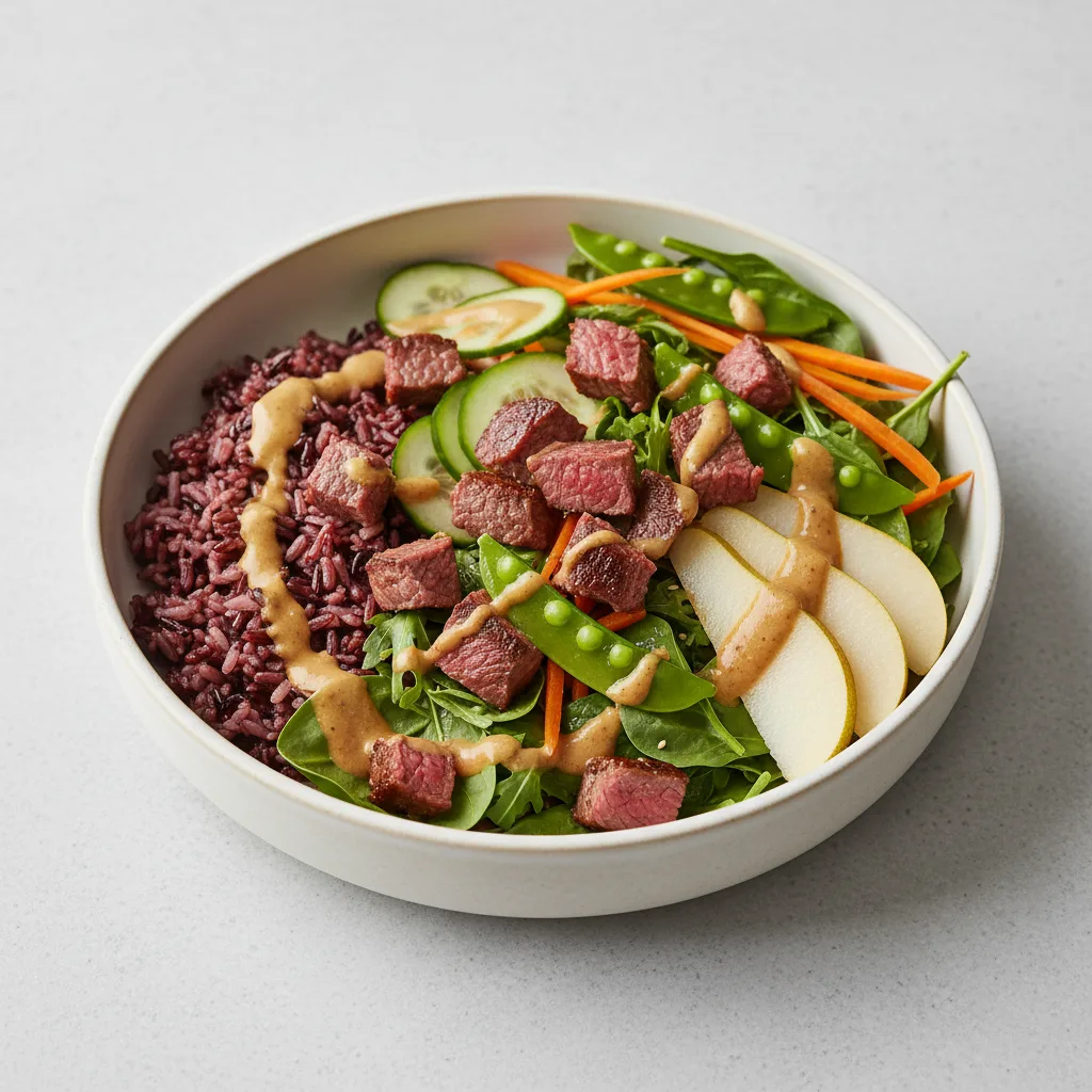 Nut-Free Wagyu Beef 50-50 Bowl with "Peanut" Sauce (No Cashews)