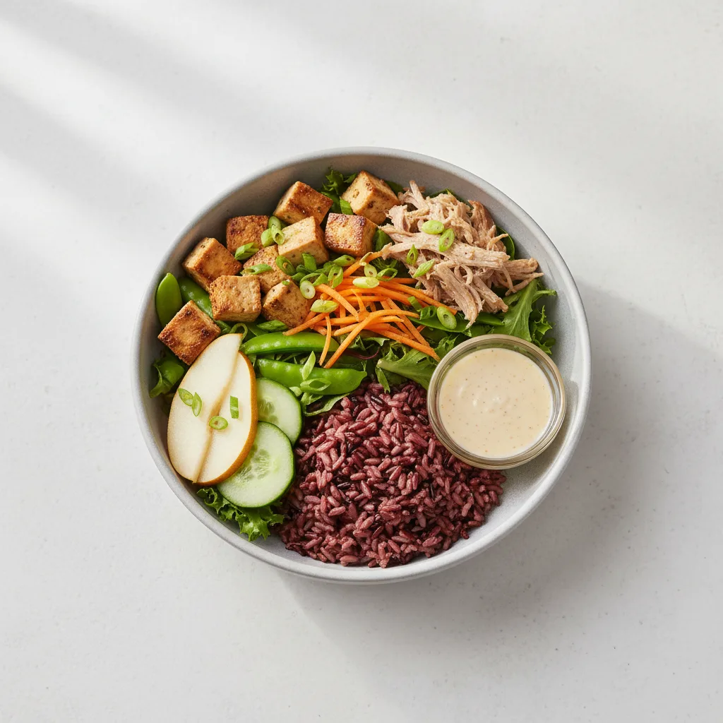 Nut-Free Protein Combo 50-50 Bowl with Ginger Lime Sauce (No Cashews)