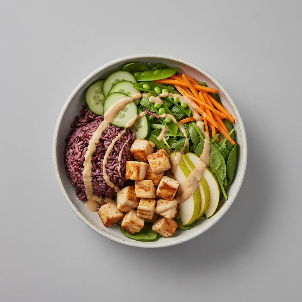 Nut-Free Chicken 50-50 Bowl with "Peanut" Sauce (No Cashews) Nut-Free Chicken 50-50 Bowl with "Peanut" Sauce (No Cashews)