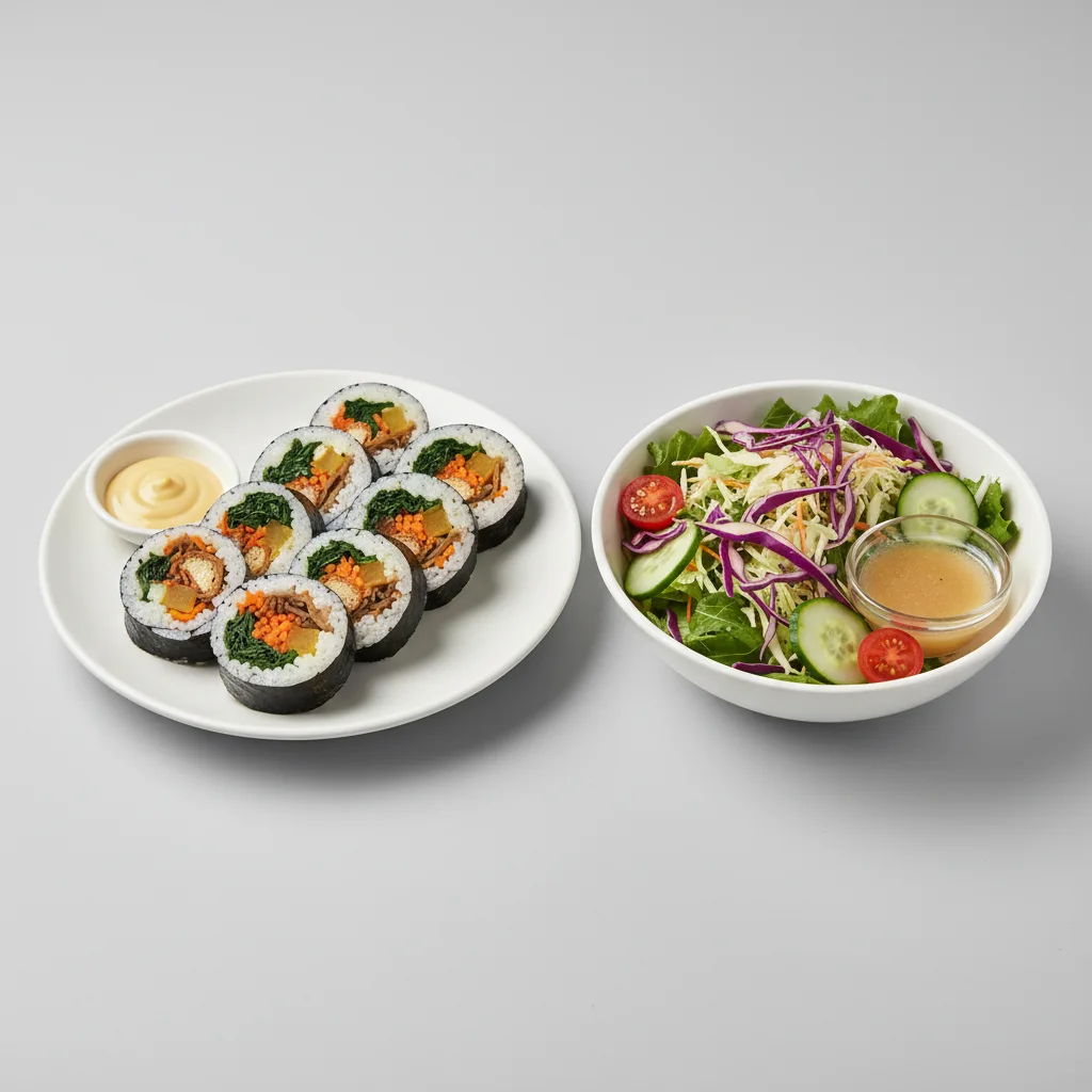 Bean Curd Kimbab with Salad Bean Curd Kimbab with Salad