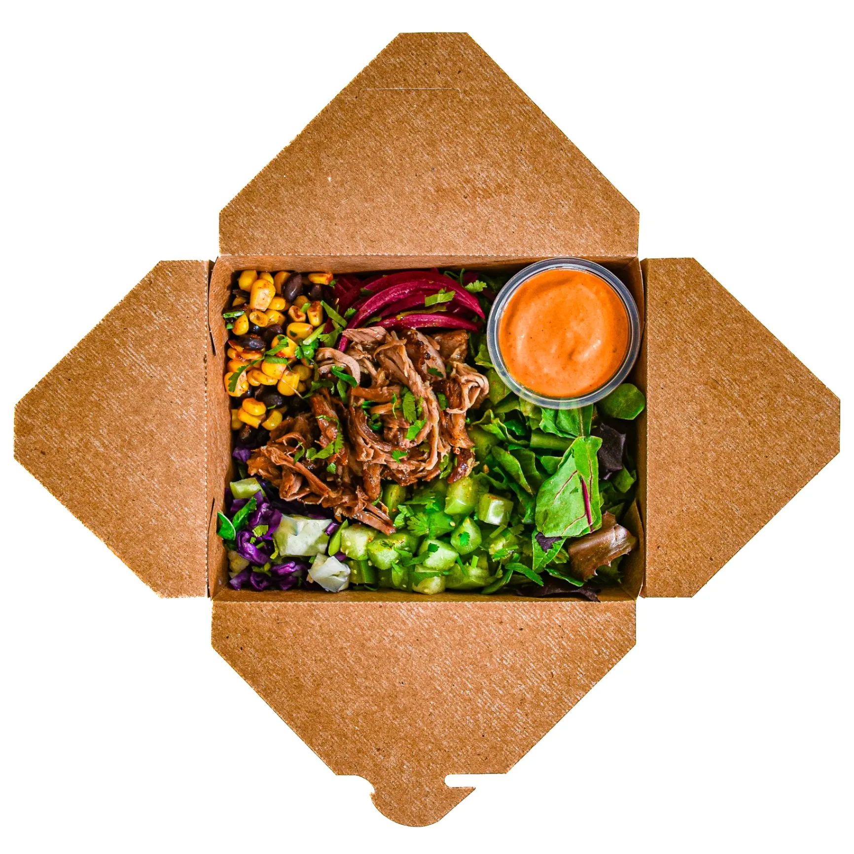 Light Carb Carnitas Ensalada with Silky Salsa Rosa