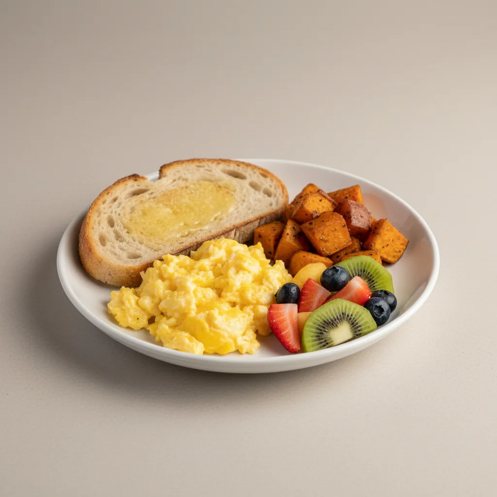 El Continental with Scrambled Eggs and Sweet Potato El Continental with Scrambled Eggs and Sweet Potato