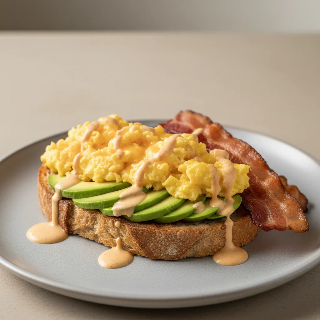 La Positiva with Scrambled Eggs and Bacon La Positiva with Scrambled Eggs and Bacon