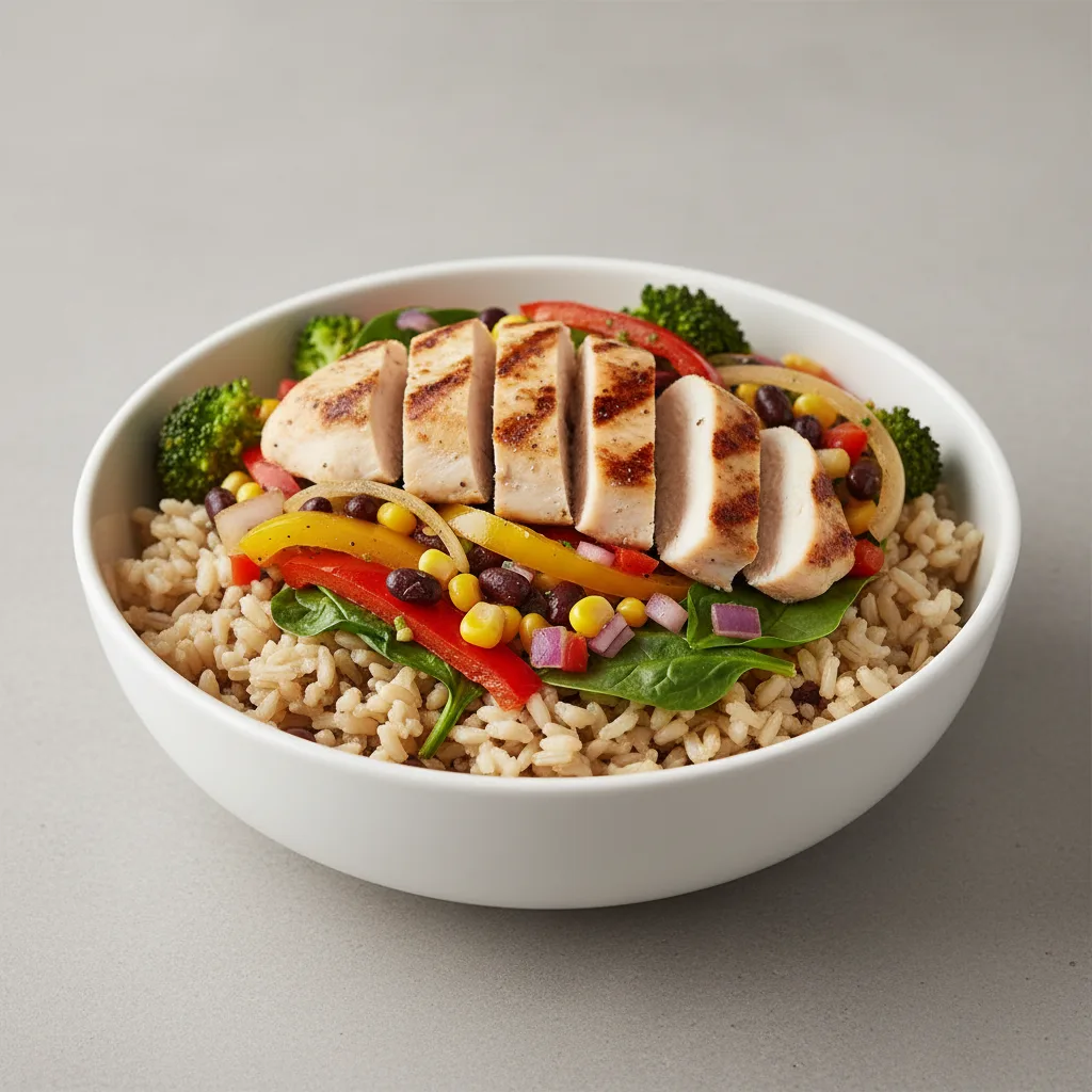 Chicken and Veggie Brown Rice Bowl Chicken and Veggie Brown Rice Bowl