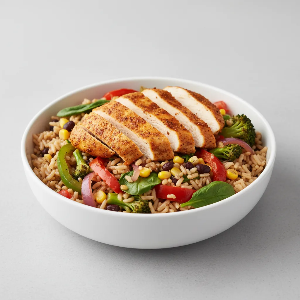 Cajun Chicken and Veggie Brown Rice Bowl Cajun Chicken and Veggie Brown Rice Bowl