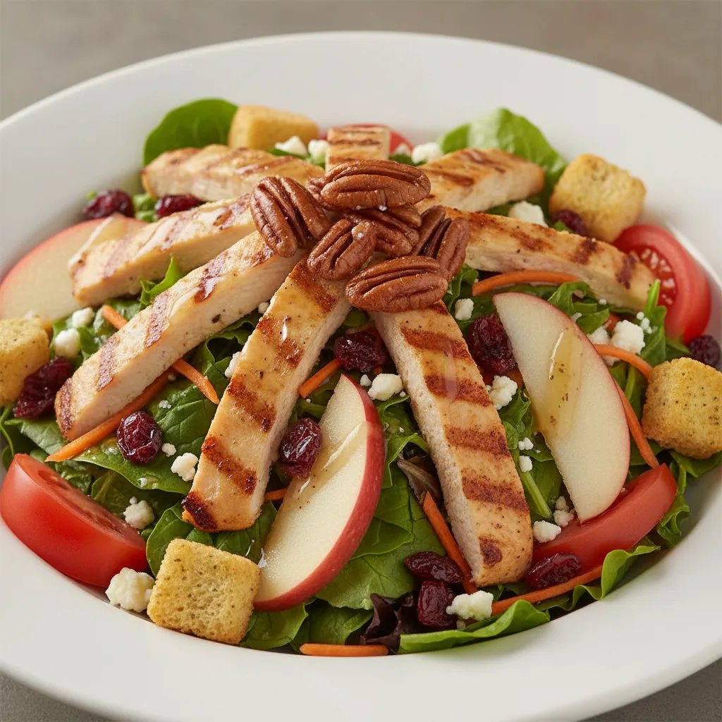 Chicken, Apple and Candied Pecan Salad with House Italian Dressing Chicken, Apple and Candied Pecan Salad with House Italian Dressing