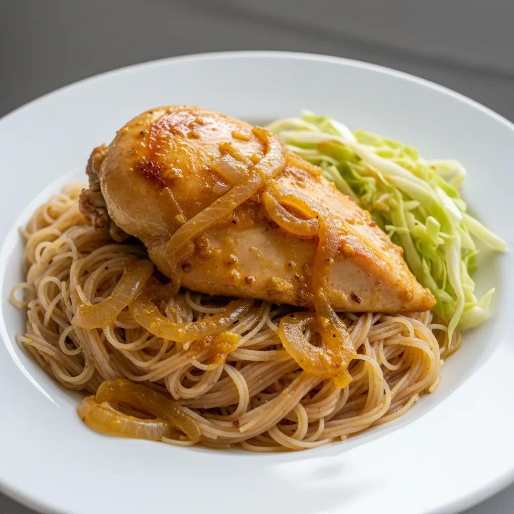 Yassa White Meat Chicken with Vermicelli and Cabbage Yassa White Meat Chicken with Vermicelli and Cabbage
