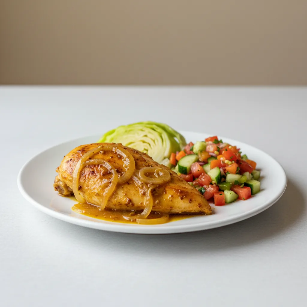 Yassa White Meat Chicken with Cabbage and Senegalese Salad Yassa White Meat Chicken with Cabbage and Senegalese Salad