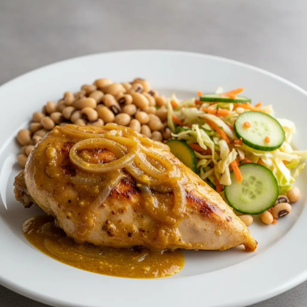 Yassa White Meat Chicken with Black-Eyed Peas and Senegalese Salad Yassa White Meat Chicken with Black-Eyed Peas and Senegalese Salad