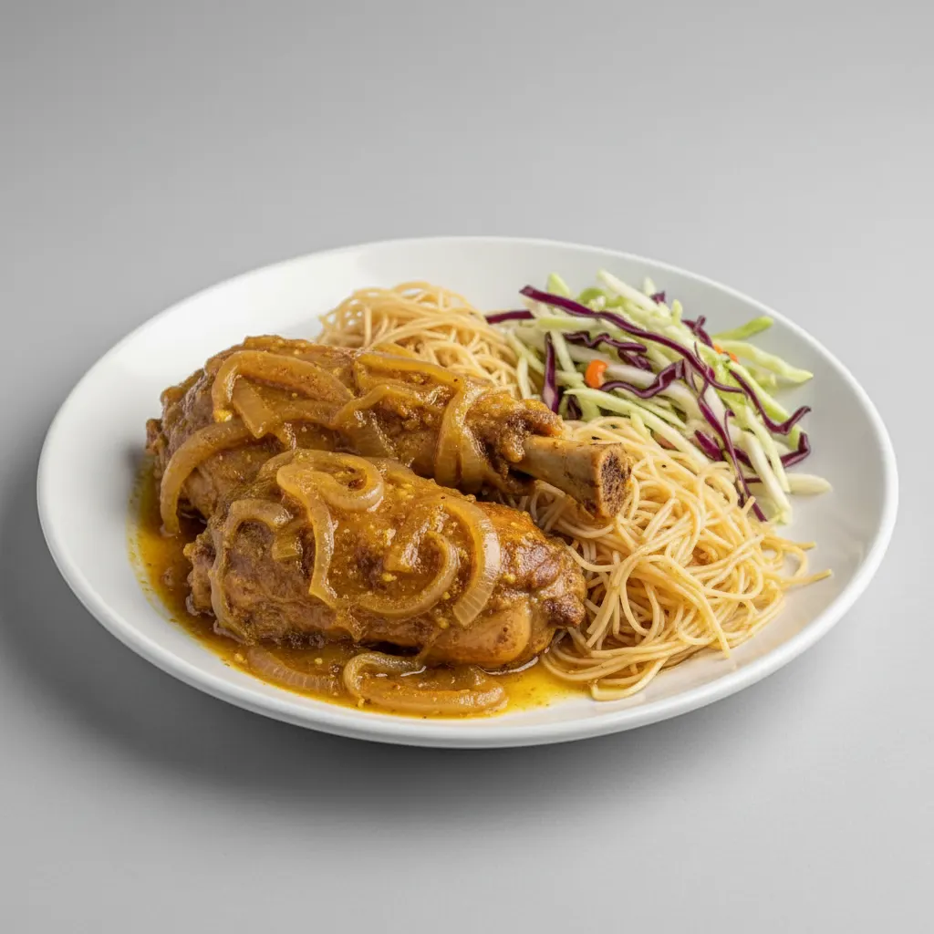 Yassa Dark Meat Chicken with Vermicelli and Cabbage Yassa Dark Meat Chicken with Vermicelli and Cabbage