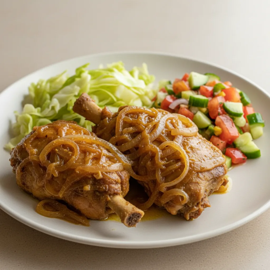 Yassa Dark Meat Chicken with Cabbage and Senegalese Salad Yassa Dark Meat Chicken with Cabbage and Senegalese Salad