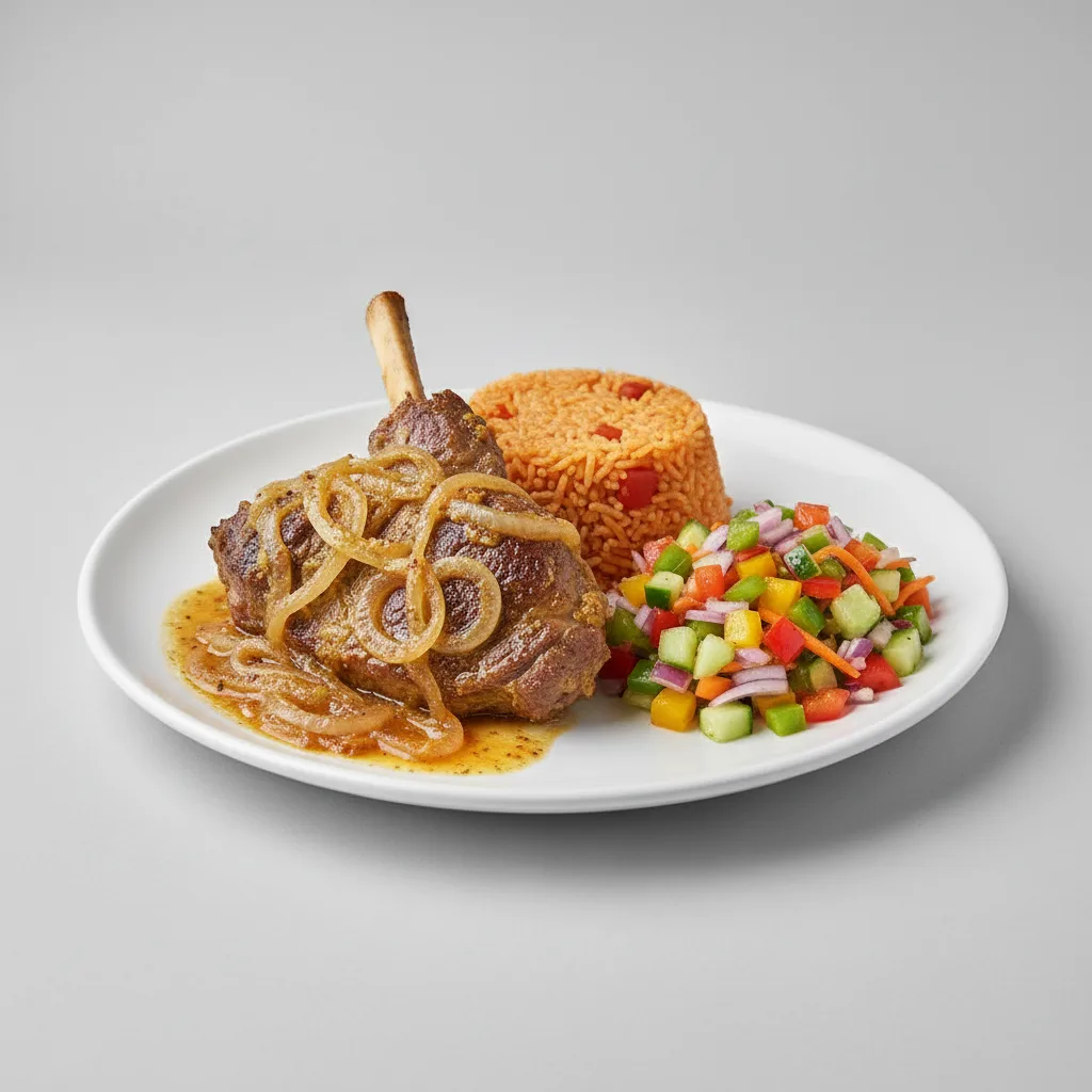 Yassa Lamb with Jollof Rice and Senegalese Salad Yassa Lamb with Jollof Rice and Senegalese Salad
