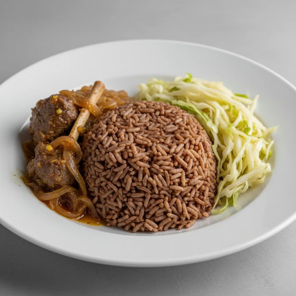 Yassa Lamb with Dark Rice and Cabbage Yassa Lamb with Dark Rice and Cabbage