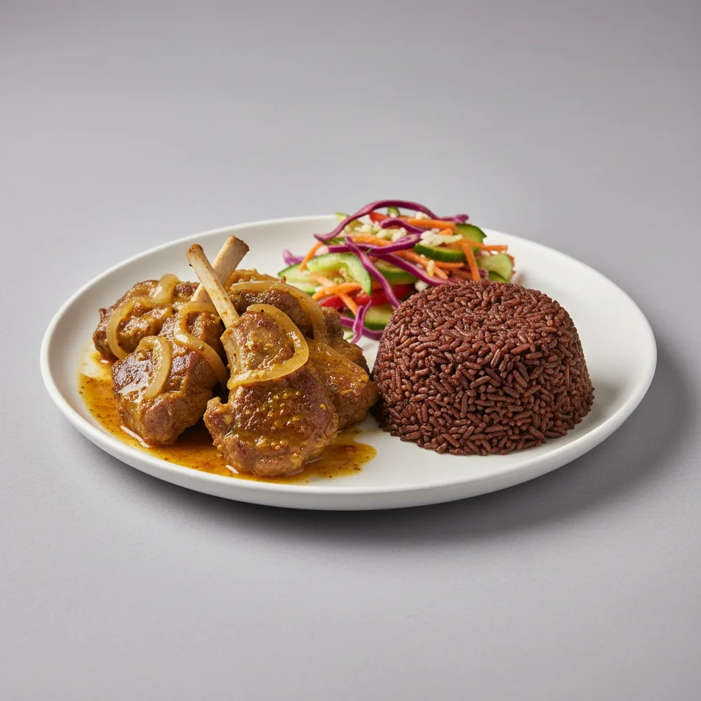 Yassa Lamb with Dark Rice and Senegalese Salad Yassa Lamb with Dark Rice and Senegalese Salad