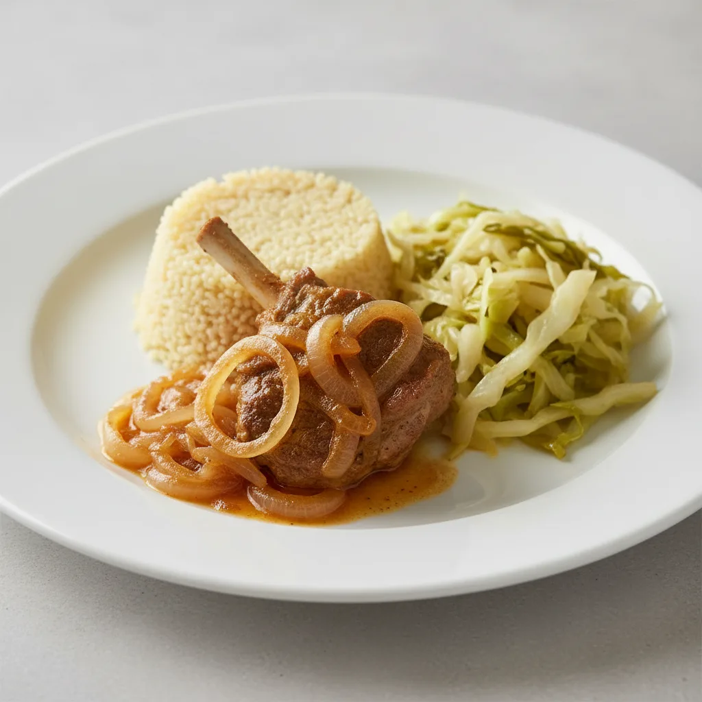 Yassa Lamb with Couscous and Cabbage Yassa Lamb with Couscous and Cabbage