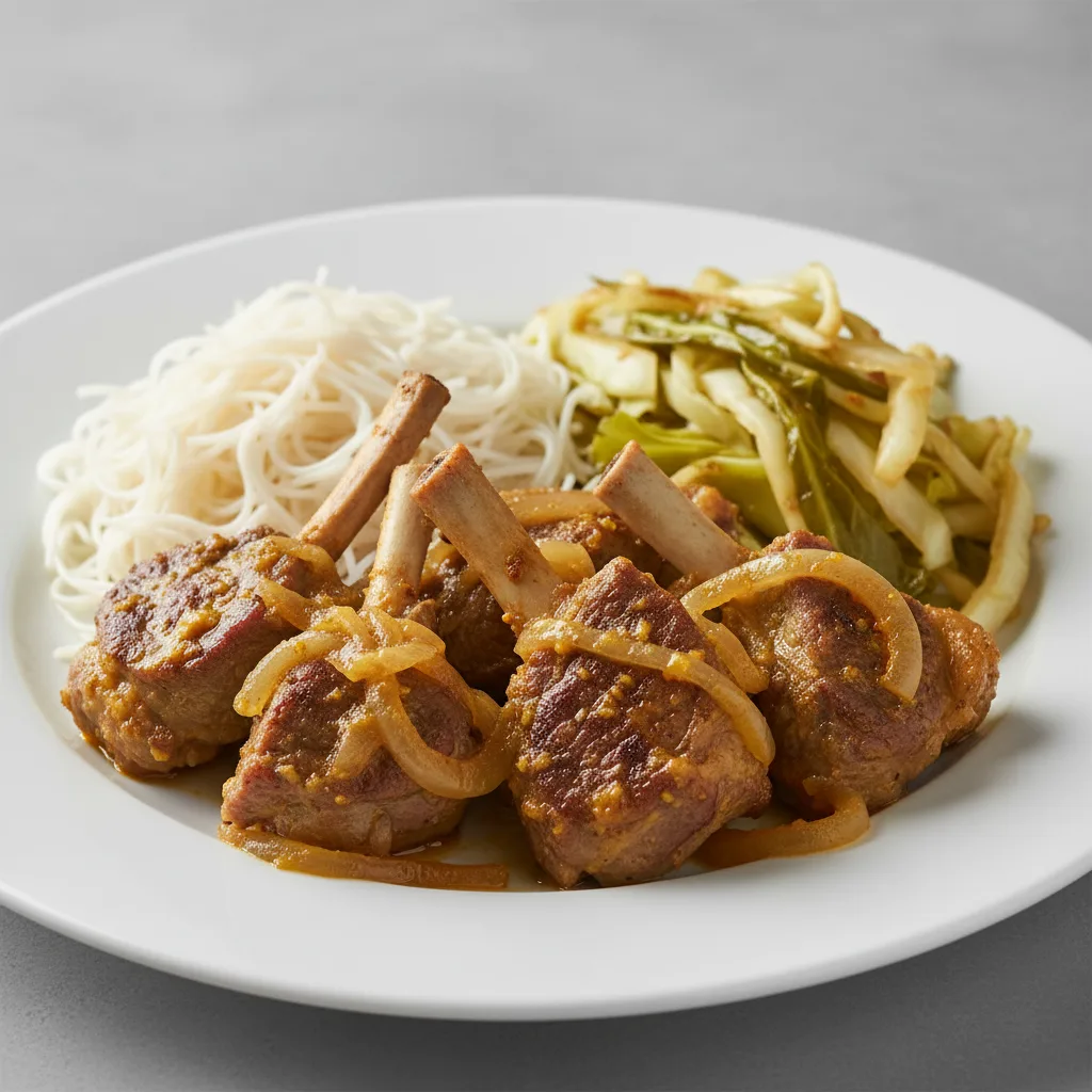 Yassa Lamb with Vermicelli and Cabbage Yassa Lamb with Vermicelli and Cabbage