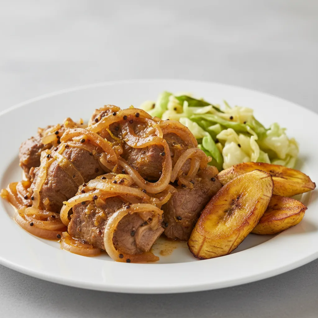 Yassa Lamb with Cabbage and Plantains Yassa Lamb with Cabbage and Plantains