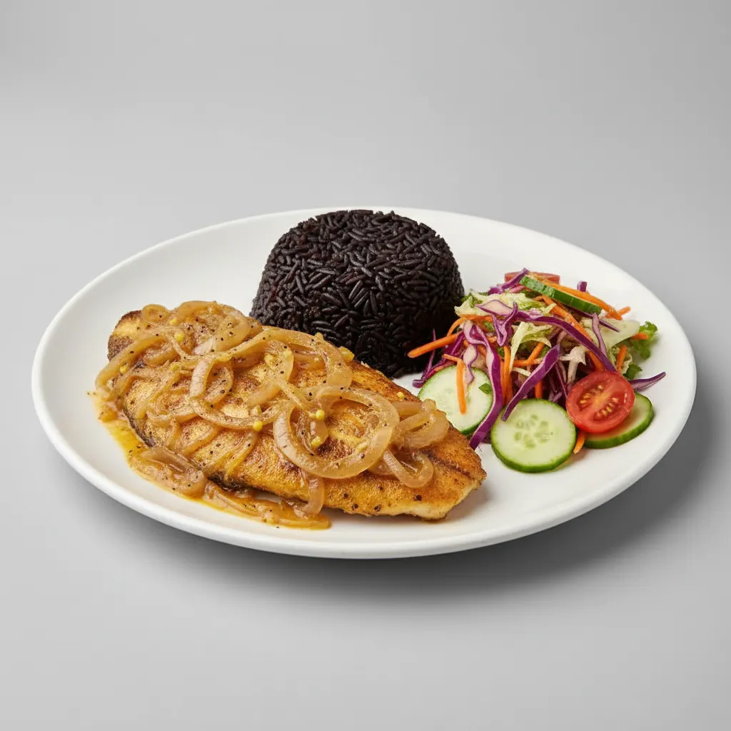 Yassa Tilapia with Dark Rice and Senegalese Salad Yassa Tilapia with Dark Rice and Senegalese Salad