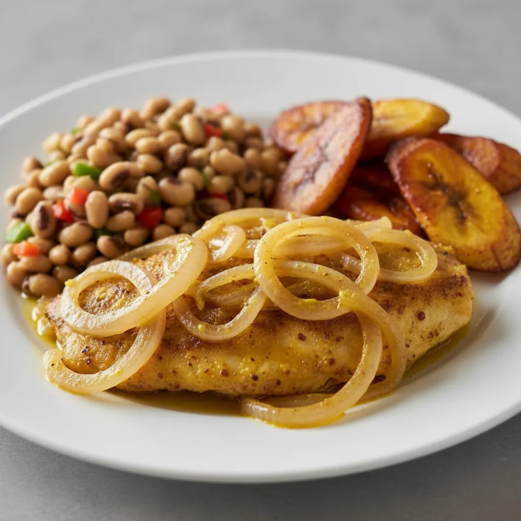 Yassa Tilapia with Black-Eyed Peas and Plantains Yassa Tilapia with Black-Eyed Peas and Plantains